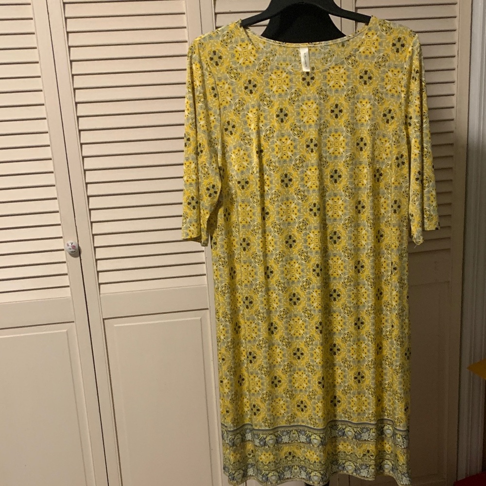 Yellow Patterned Women's Dress. D3